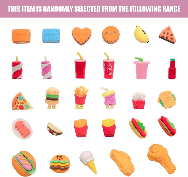 Clock King 72Pcs 3D Food Erasers for Kids, All are Food Styles, Random Desktop Pets Toys Gifts, Mini Puzzle Classroom Rewards, Kids Party Favors Back to School Supplies - Image 5
